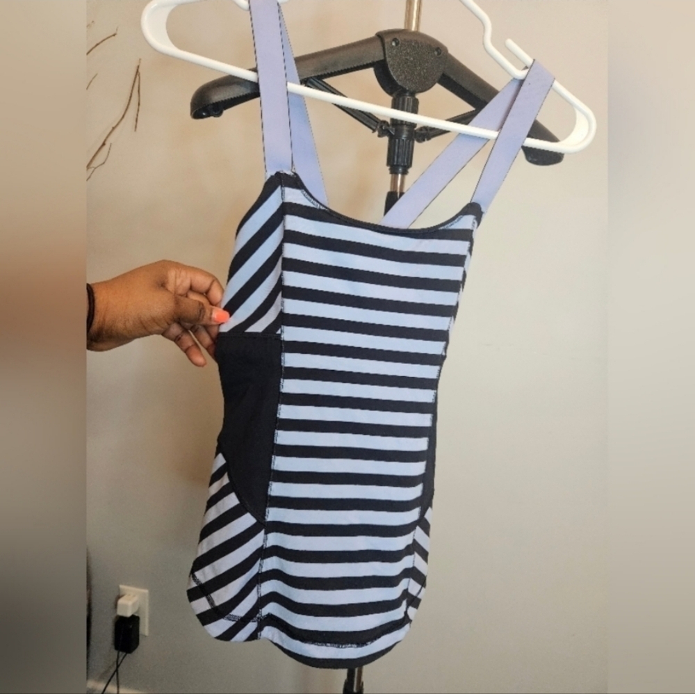 Lululemon Work It Out Stripped Tank Top.  Built in Bra. Measurements in …
